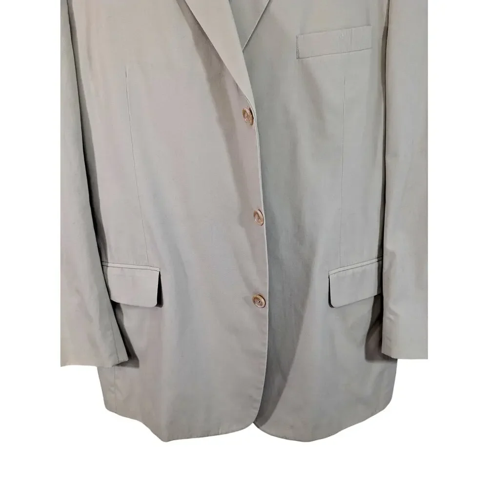JOSEPH A. BANK! KHAKI TAN FINE COTTON BLEND, 3 BUTTON LIGHTWEIGHT BLAZER! SZ 48R